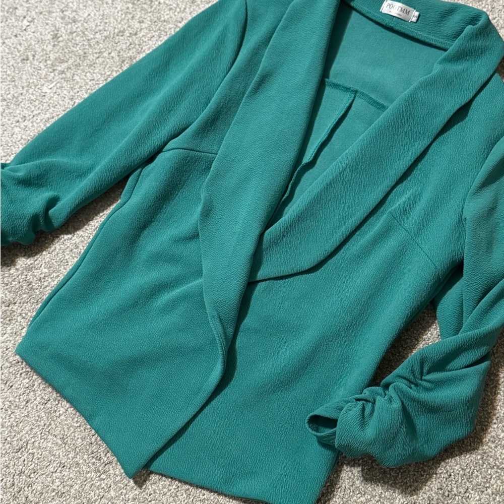 Teal Draped Blazer